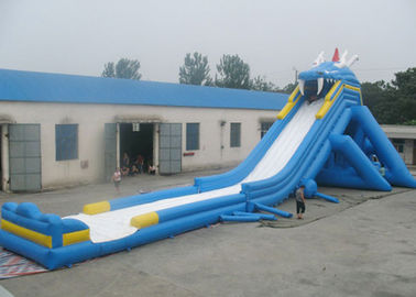 Customized Commercial Inflatable Water Slides , Blue Hippo Giant Inflatable Slide For Adult