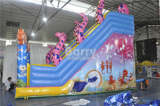 Kids Octopus PVC 0.55mm Inflatable Water Slides Double Lanes