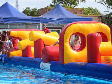 54 FT Long Giant Water Inflatable Obstacle Course With Slide Durable 0.9mm PVC