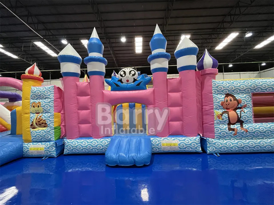 Durable Tarpaulin Combo Bounce House With Game Theme Park  Inflatable Maze Playground