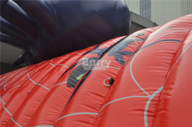 Waterproof PVC Red Cool Spider Design Giant Inflatable Football Tunnel , Inflatable Tunnel Tent