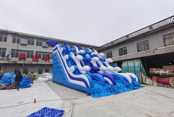Outdoor Cool Wave Inflatable Water Slide 10mL*7mW*6mH Customized