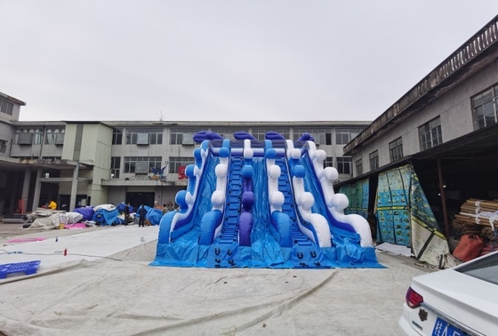 Outdoor Cool Wave Inflatable Water Slide 10mL*7mW*6mH Customized