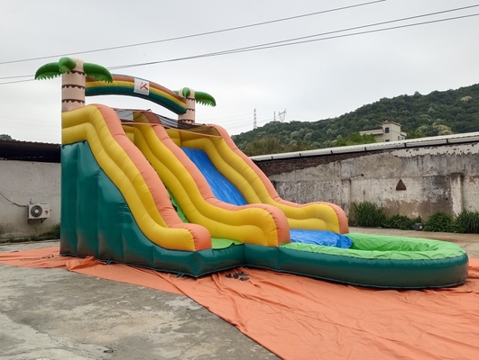0.55mm PVC Commercial Inflatable Water Slides Palm Trees
