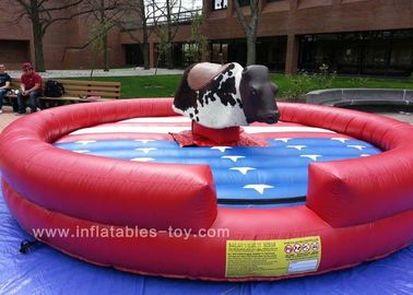Amusement Park Inflatable Sports Games Giant Mechanical Rodeo Bull With Inflatable Mattress