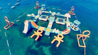 Giant Adult Giant Blue inflatable sport park For Wake Island ,Water sports equipment For Ocean