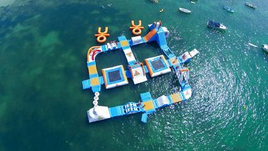 Giant Adult Giant Blue inflatable sport park For Wake Island ,Water sports equipment For Ocean