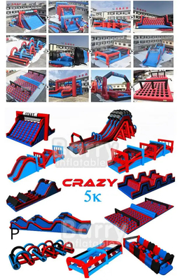 5k Adult Inflatable Obstacle Course Castle Slide Combo  Fire Resistance
