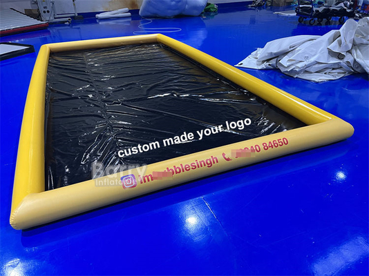 Easy Maintenance Yellow Inflatable Car Wash Containment Mat With Logo Printing