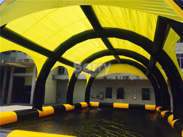 Customized Yellow PVC Tarpaulin Inflatable Tent With Pool , Inflatable Shelter