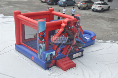 Spiderman Bouncy Castle , Round Inflatable Bouncer Combo With Slide