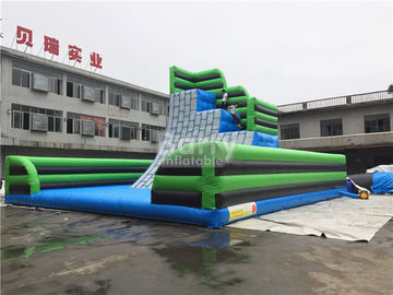 Green Outdoor Inflatable Climbing Wall Obstacle Course With Bottom Mat