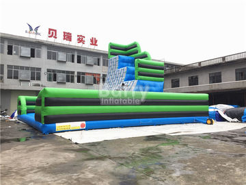 Green Outdoor Inflatable Climbing Wall Obstacle Course With Bottom Mat