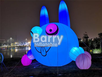 Outdoor Christmas Lovely Inflatable Rabbit Lighting Balloon For Advertisement