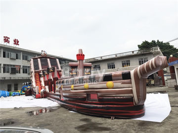 Giant Long Pirate Theme Inflatable  Water Slide With Pool For Big Event