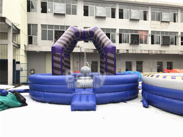 Last Man Standing Inflatable Interactive Games , Purple Outdoor Playground Equipment Wrecking Ball Game