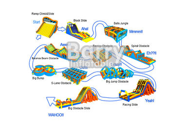 Certificated Durable Inflatable 5k Obstacle Course For Adult And Children