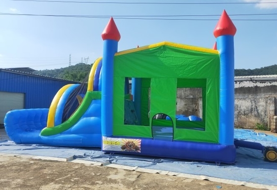 0.55mm PVC Inflatable Bouncy Castle Combo With Slide 8mLX4mWX4mH